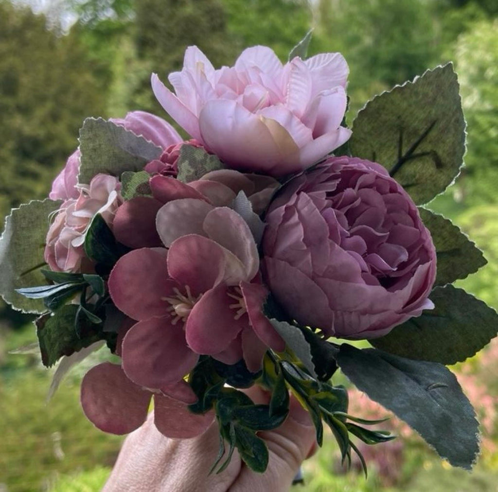 Blush pink artificial floral Pew End / posey wedding venue decor / ceremony