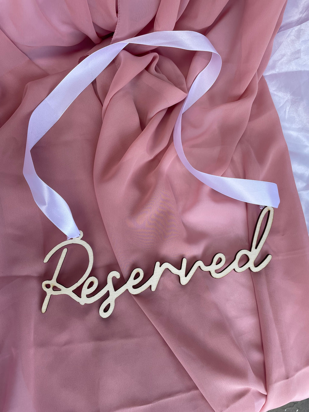 Wooden Wedding Reserved Sign with white Satin Ribbon