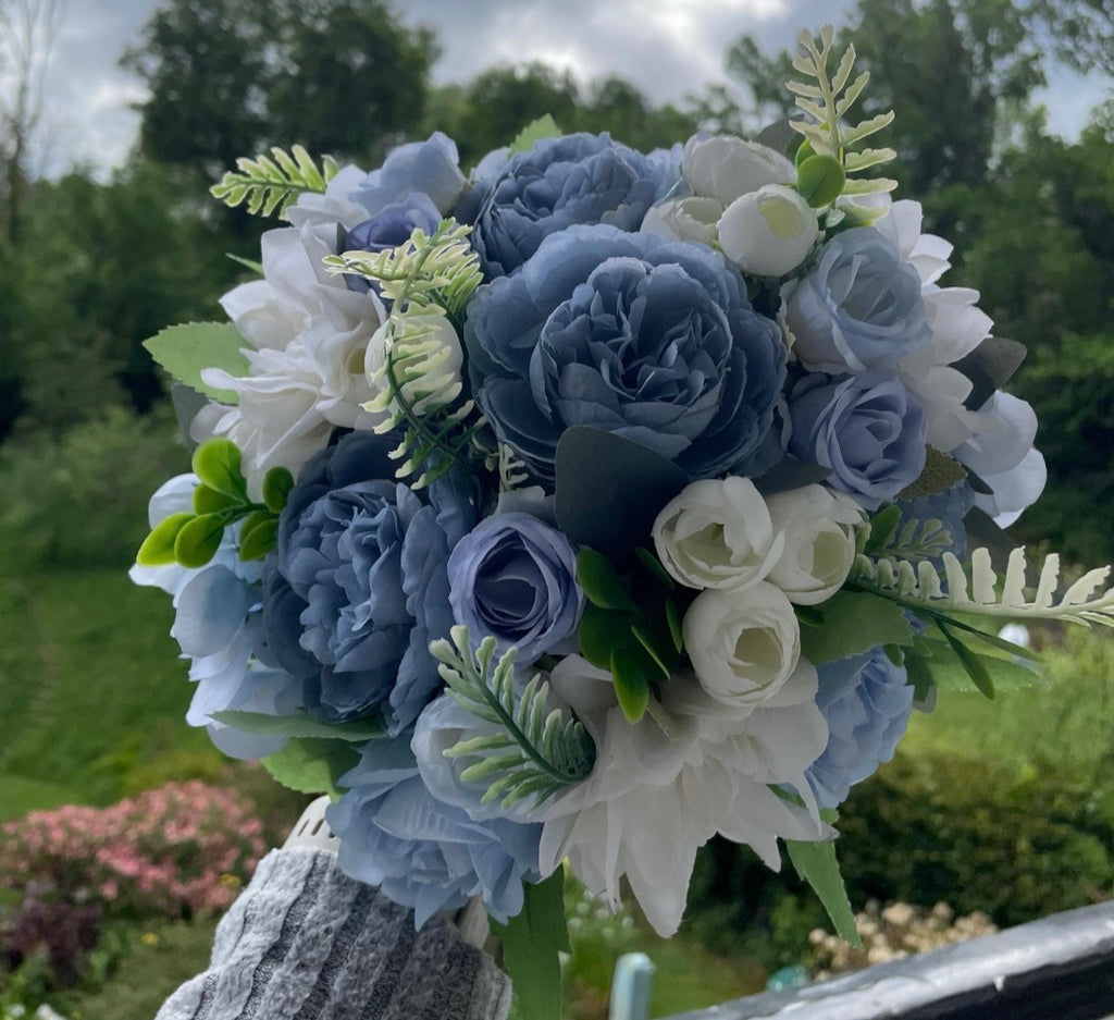 Shades of Blue Artificial wedding flowers / aisle floor displays / table display -