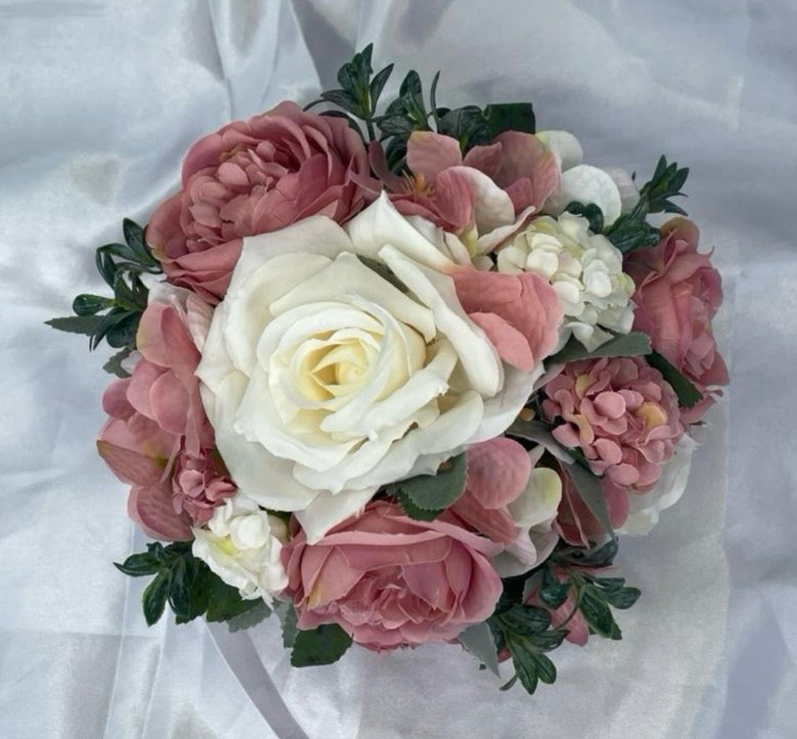 Blush Pink & White Rose 7 inch Bouquet