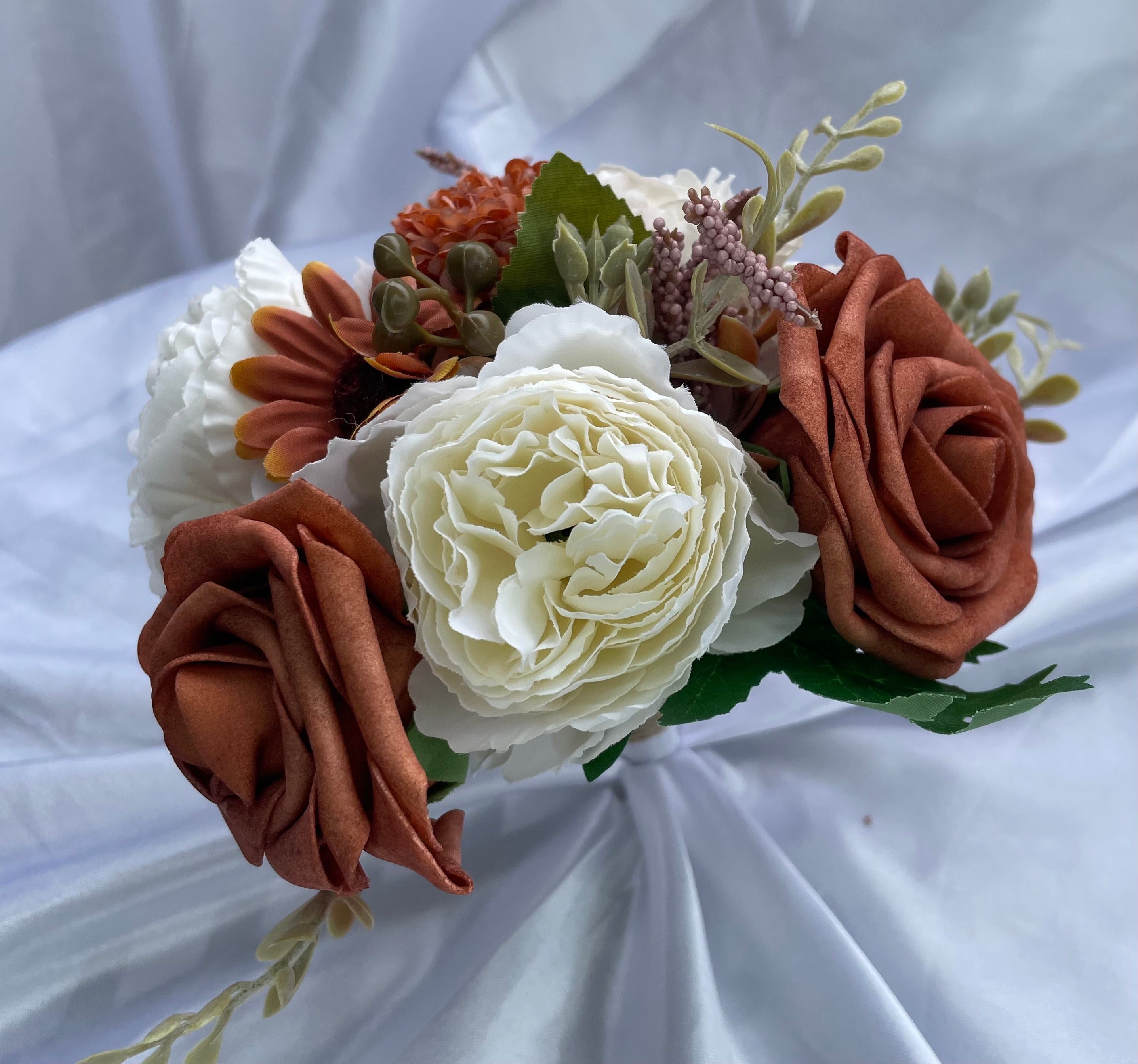 Mokka and White small bridal posey