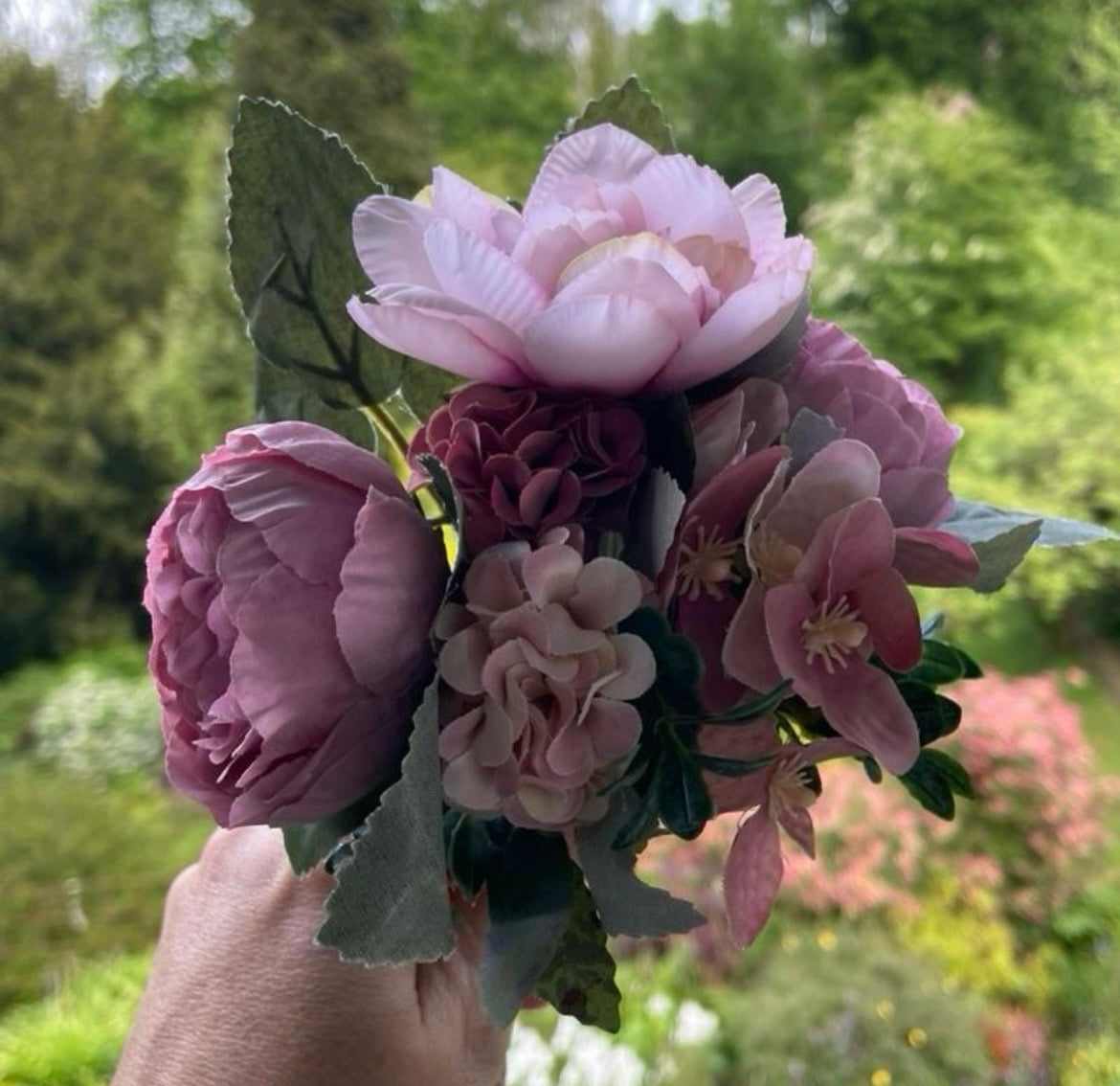 Blush pink artificial floral Pew End / posey wedding venue decor / ceremony