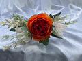 Burnt Orange and White artificial pew end / posey