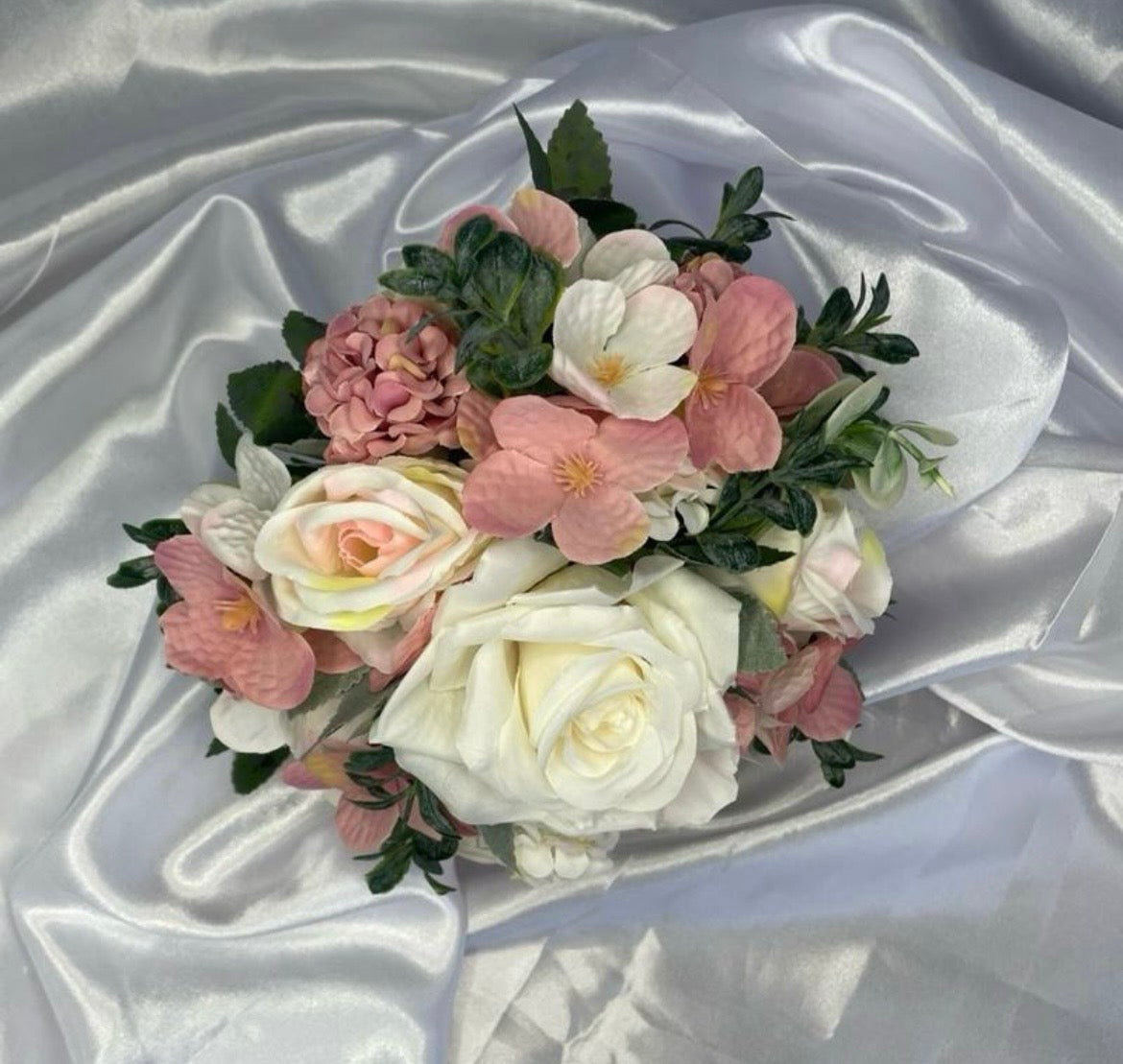 White & Pink Rose 7 inch Bouquet