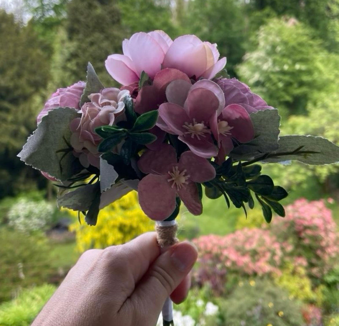 Blush pink artificial floral Pew End / posey wedding venue decor / ceremony