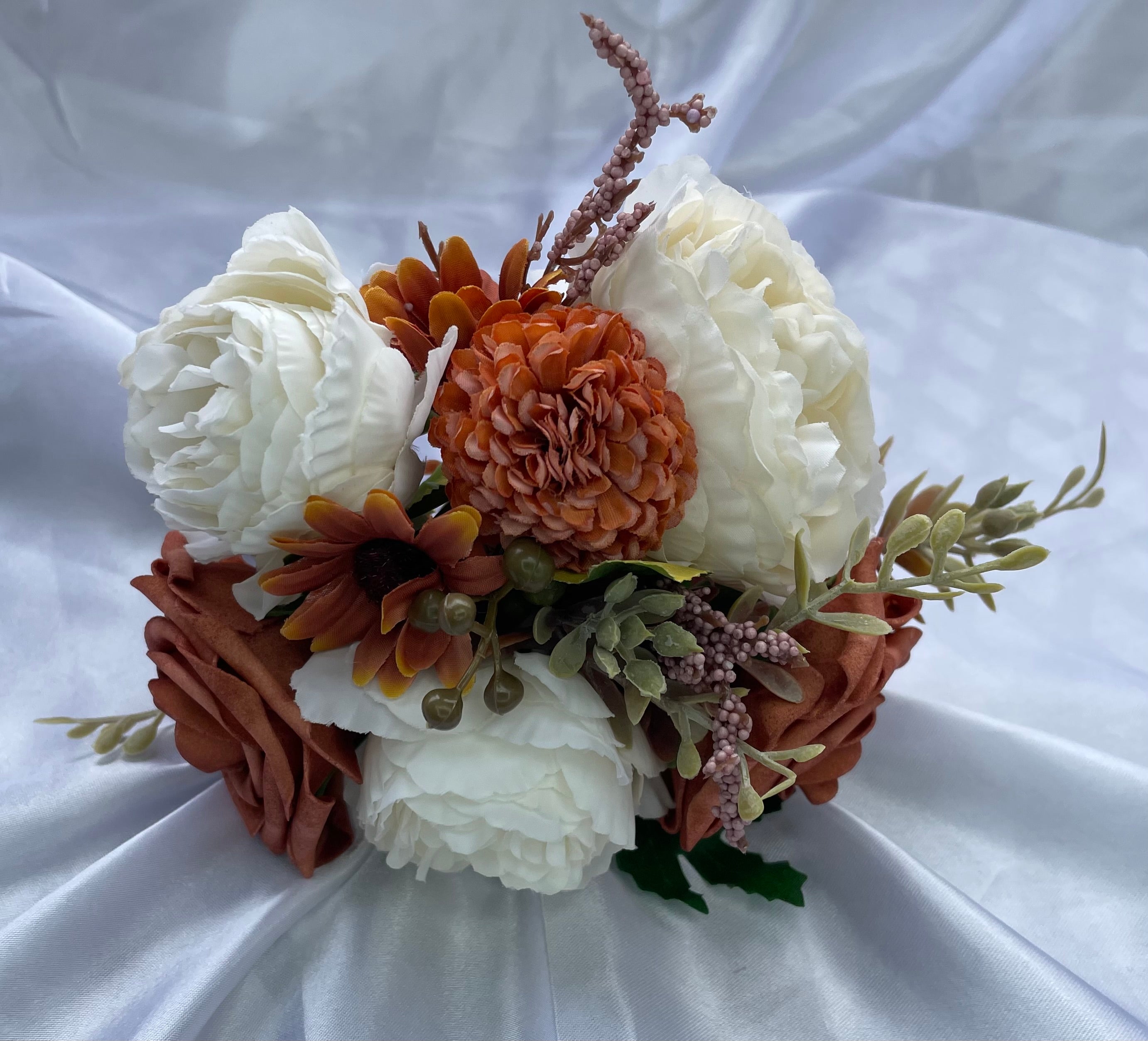 Mokka and White small bridal posey