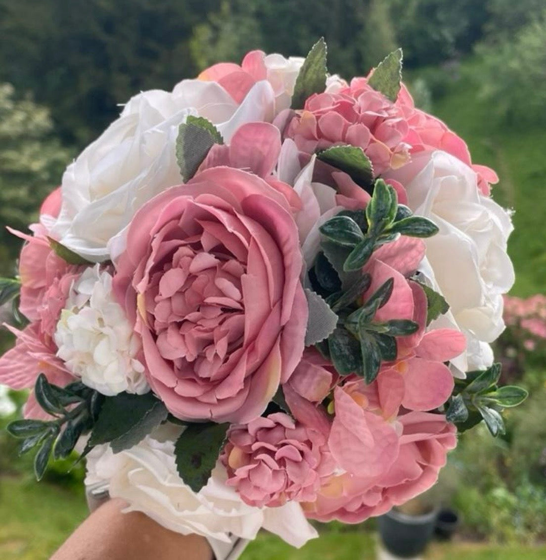 Blush Pink & White Rose 7 inch Bouquet