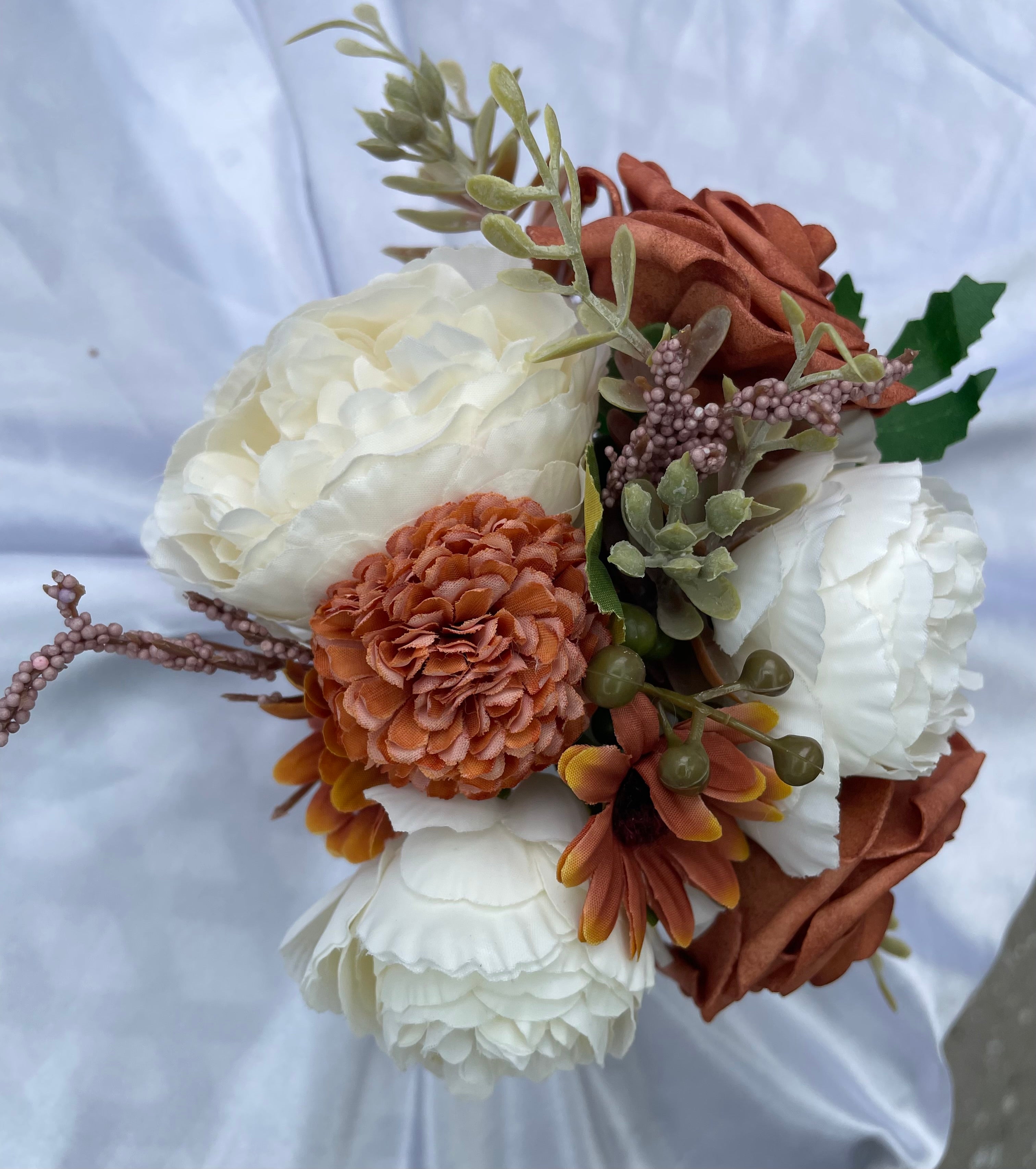 Mokka and White small bridal posey