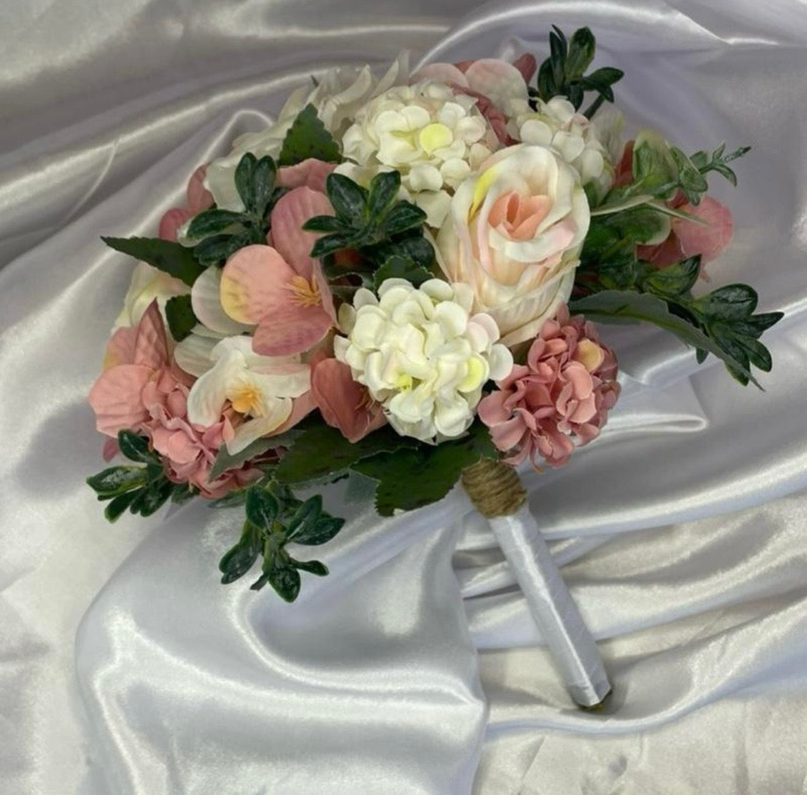 White & Pink Rose 7 inch Bouquet