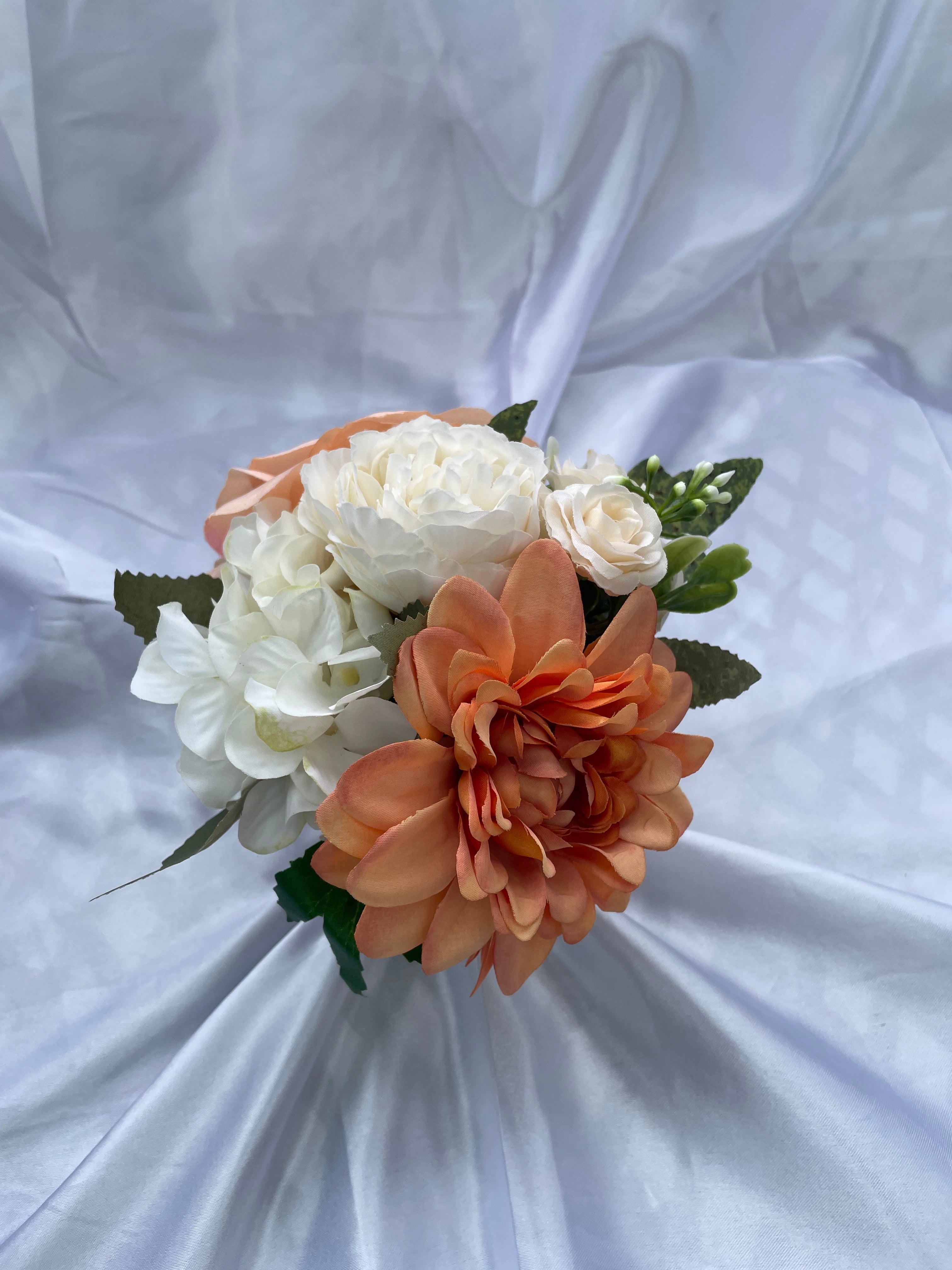 Peach And White Tones 6 inch small bridal posey bouquet