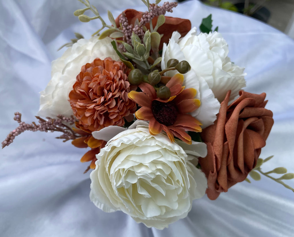 Mokka and White small bridal posey