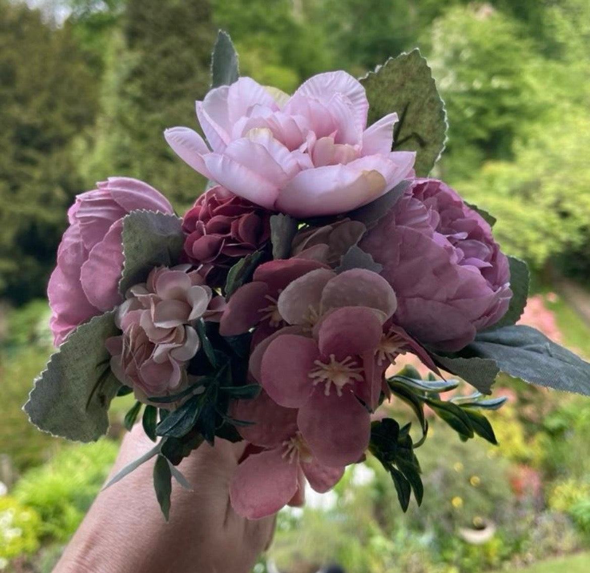Blush pink artificial floral Pew End / posey wedding venue decor / ceremony