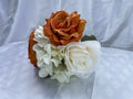 Burnt Orange and white tone small bridal posey - 6 inches