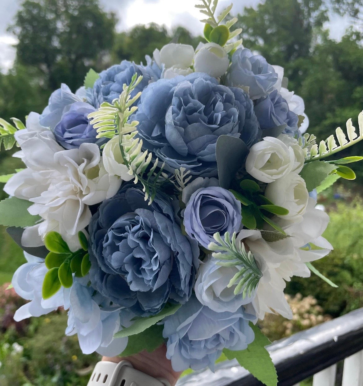 Shades of Blue Artificial wedding flowers / aisle floor displays / table display -