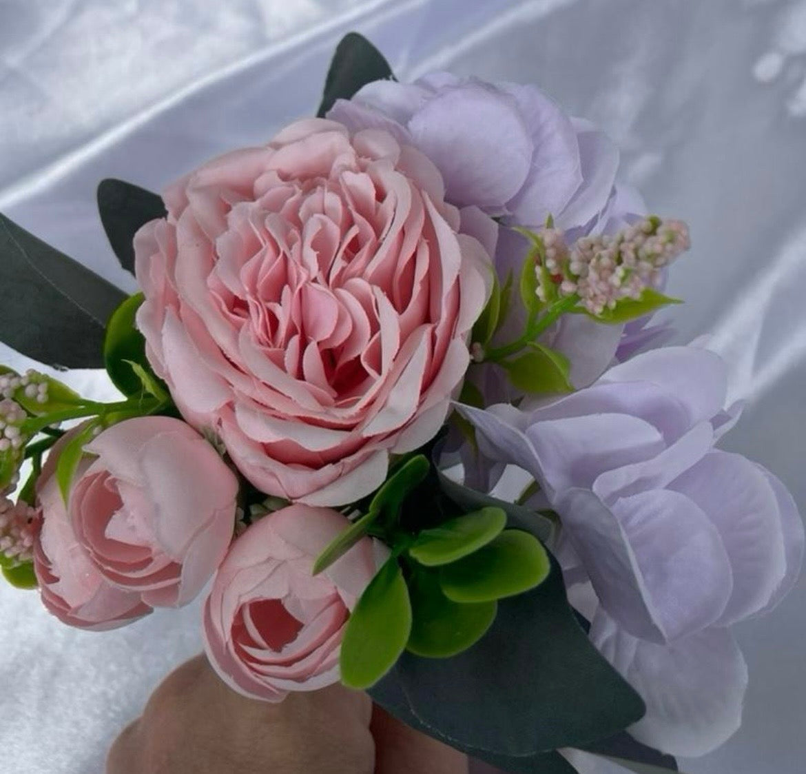 Pink and Lilac Artificial Wedding Pew End / Posey
