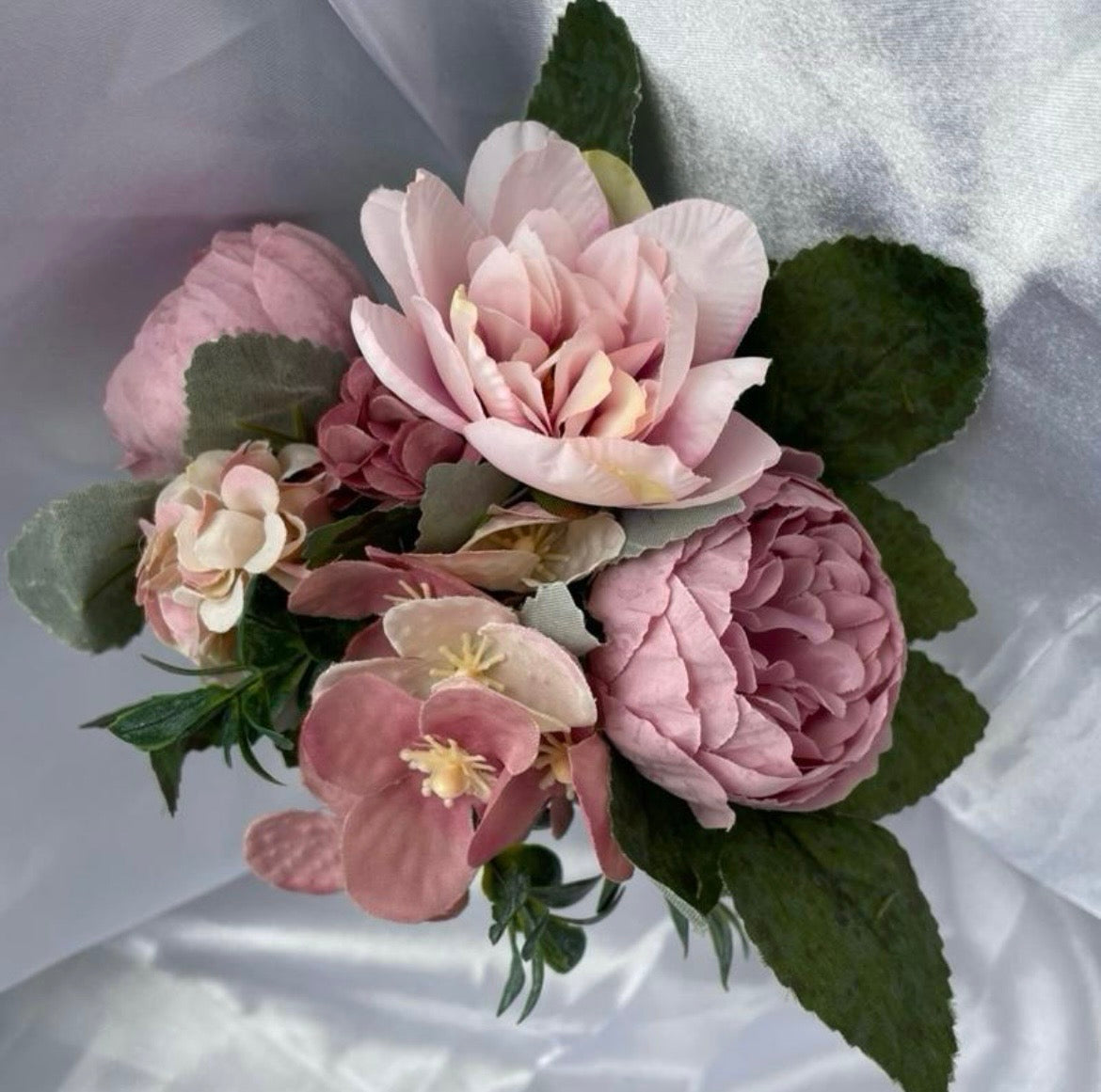 Blush pink artificial floral Pew End / posey wedding venue decor / ceremony