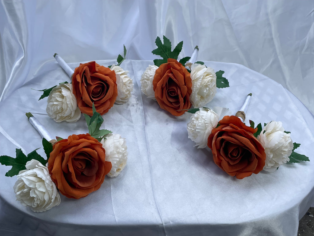 Burnt Orange Rose Pew End / Posey