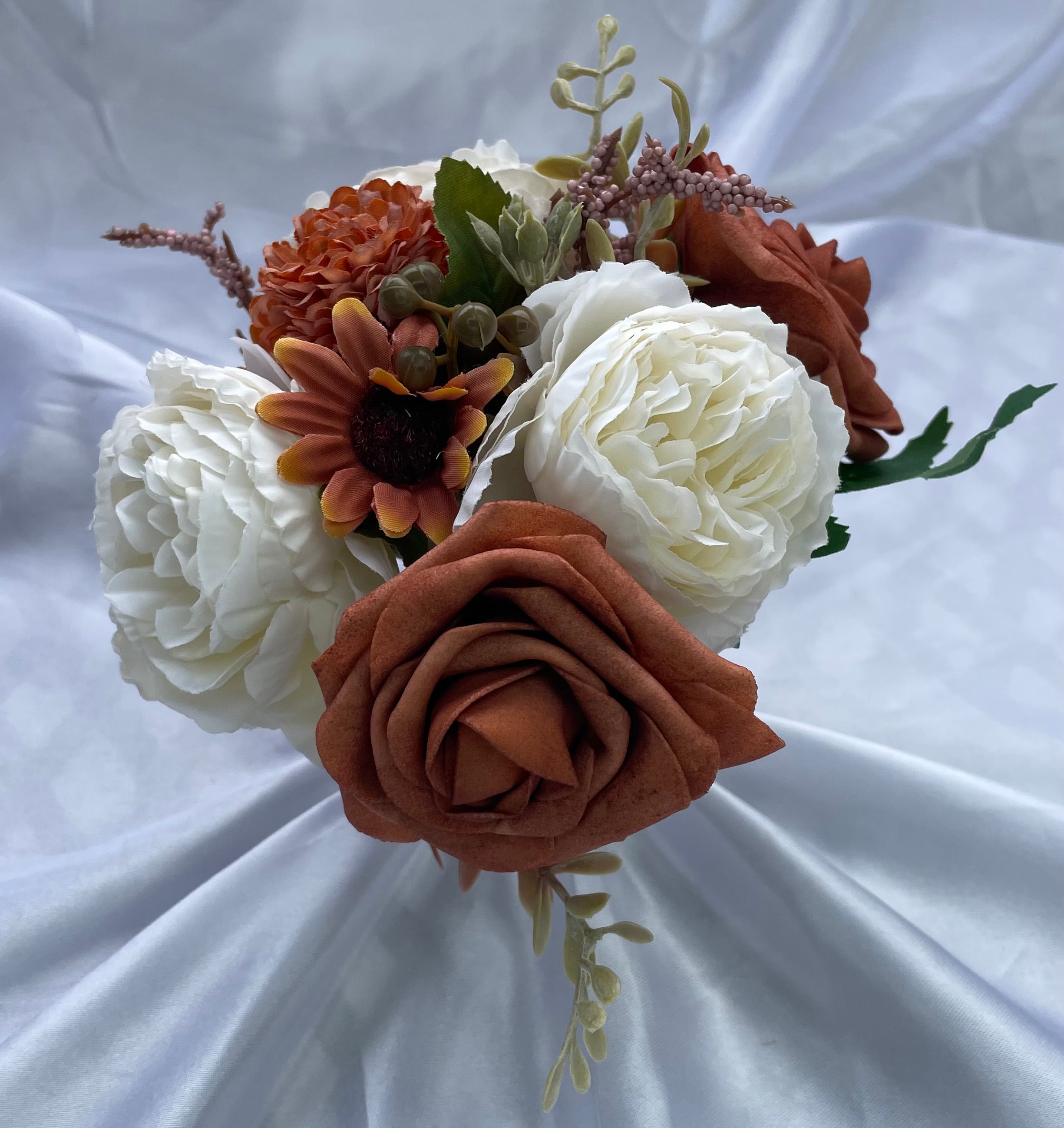 Mokka and White small bridal posey