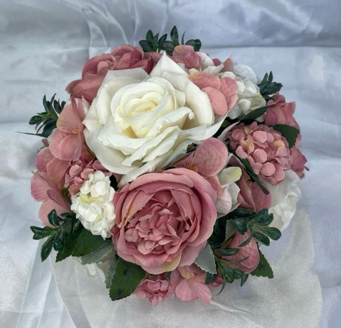 Blush Pink & White Rose 7 inch Bouquet