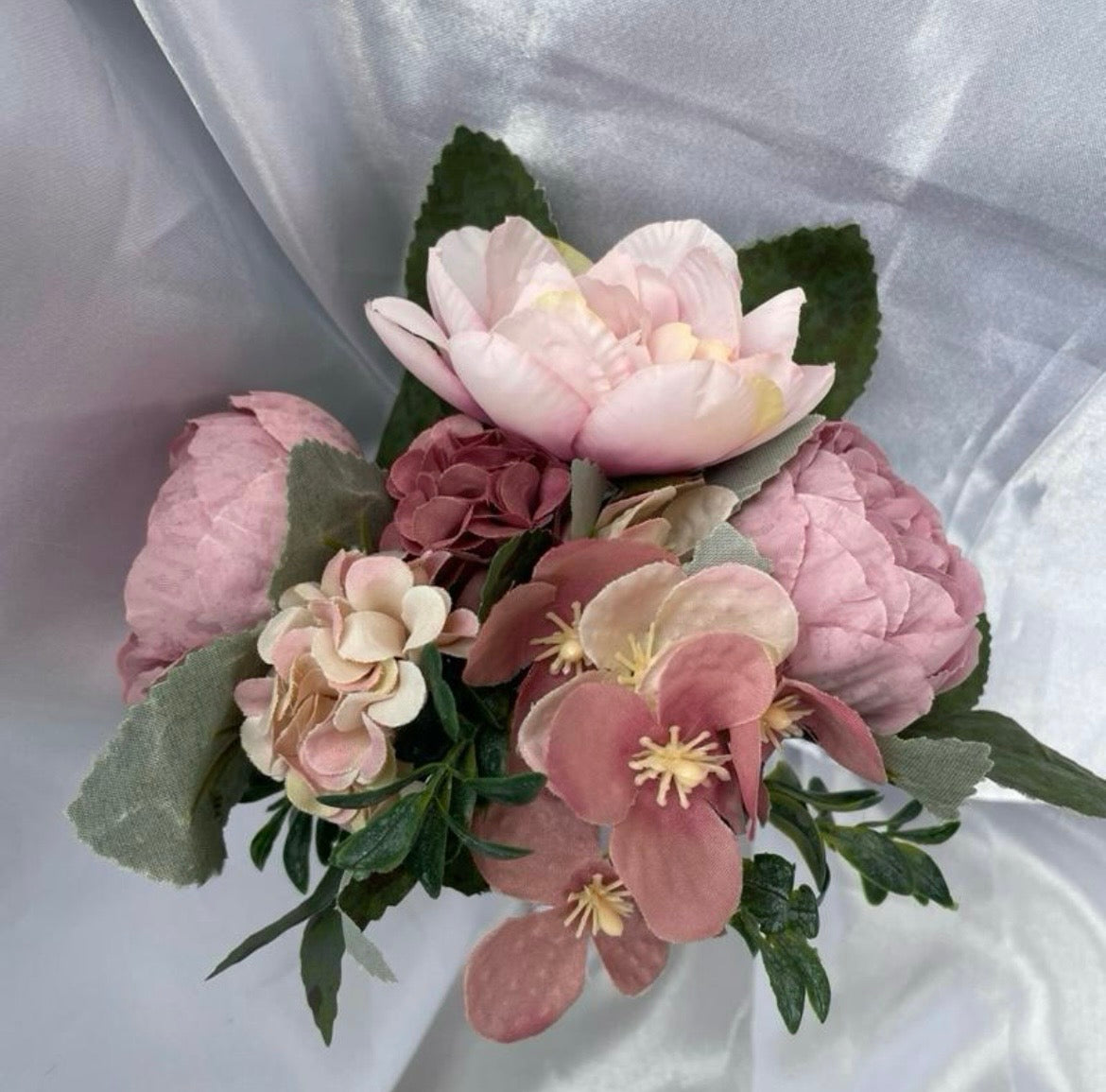 Blush pink artificial floral Pew End / posey wedding venue decor / ceremony