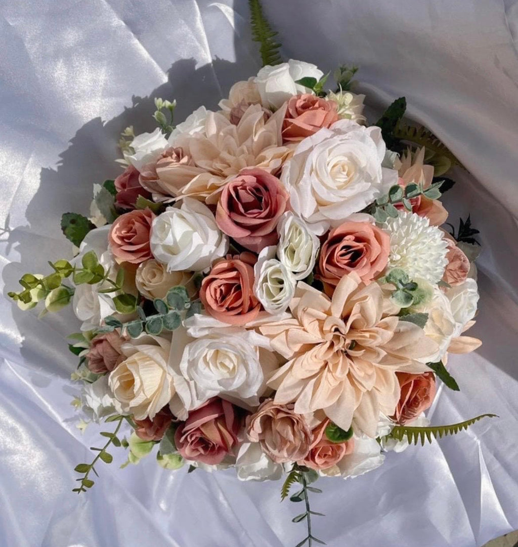 White / Champagne / beige tones artificial wedding floral display