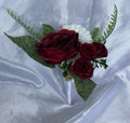 Ruby Red & White artificial wedding pew end / posey