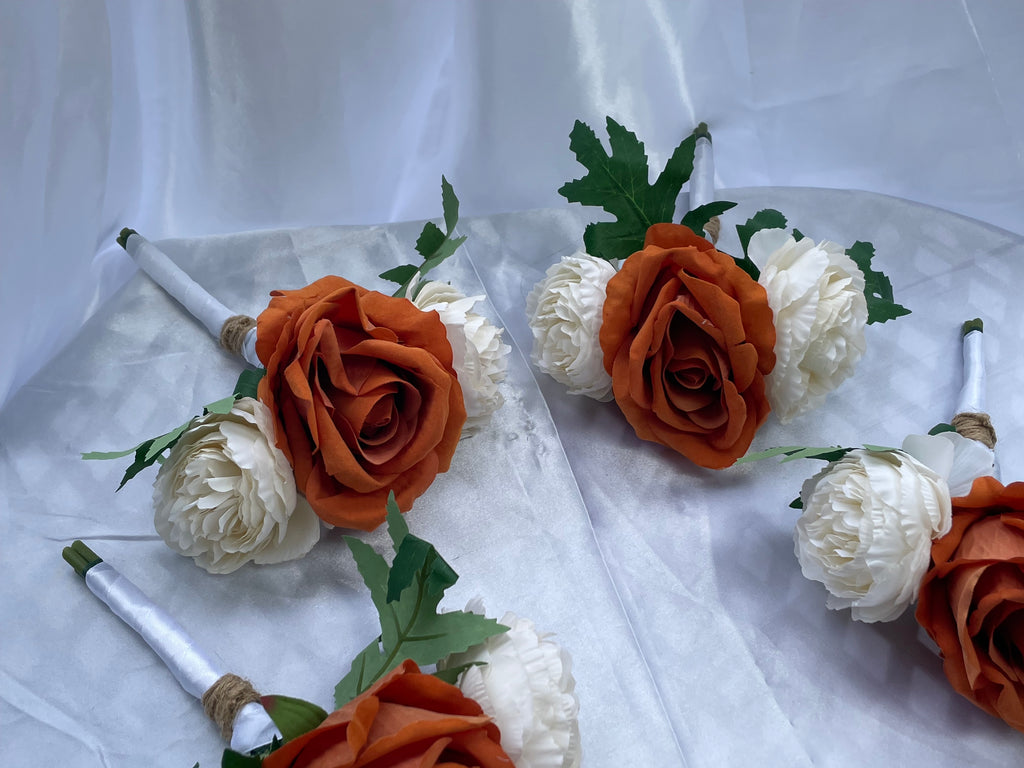 Burnt Orange Rose Pew End / Posey