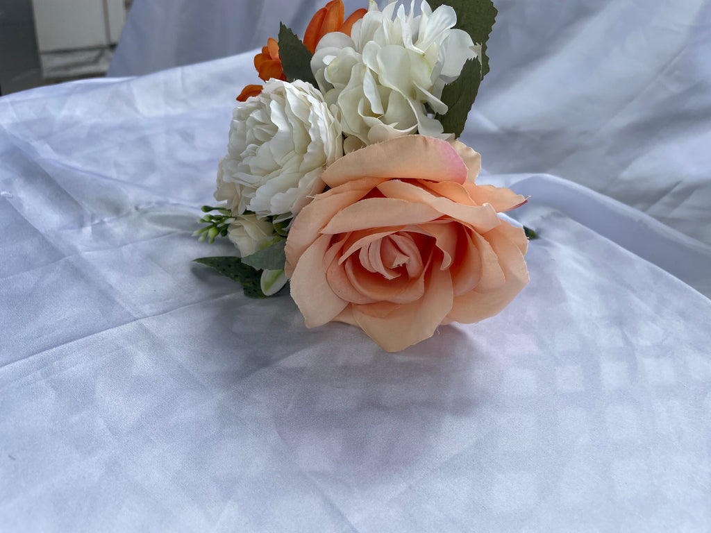 Peach And White Tones 6 inch small bridal posey bouquet