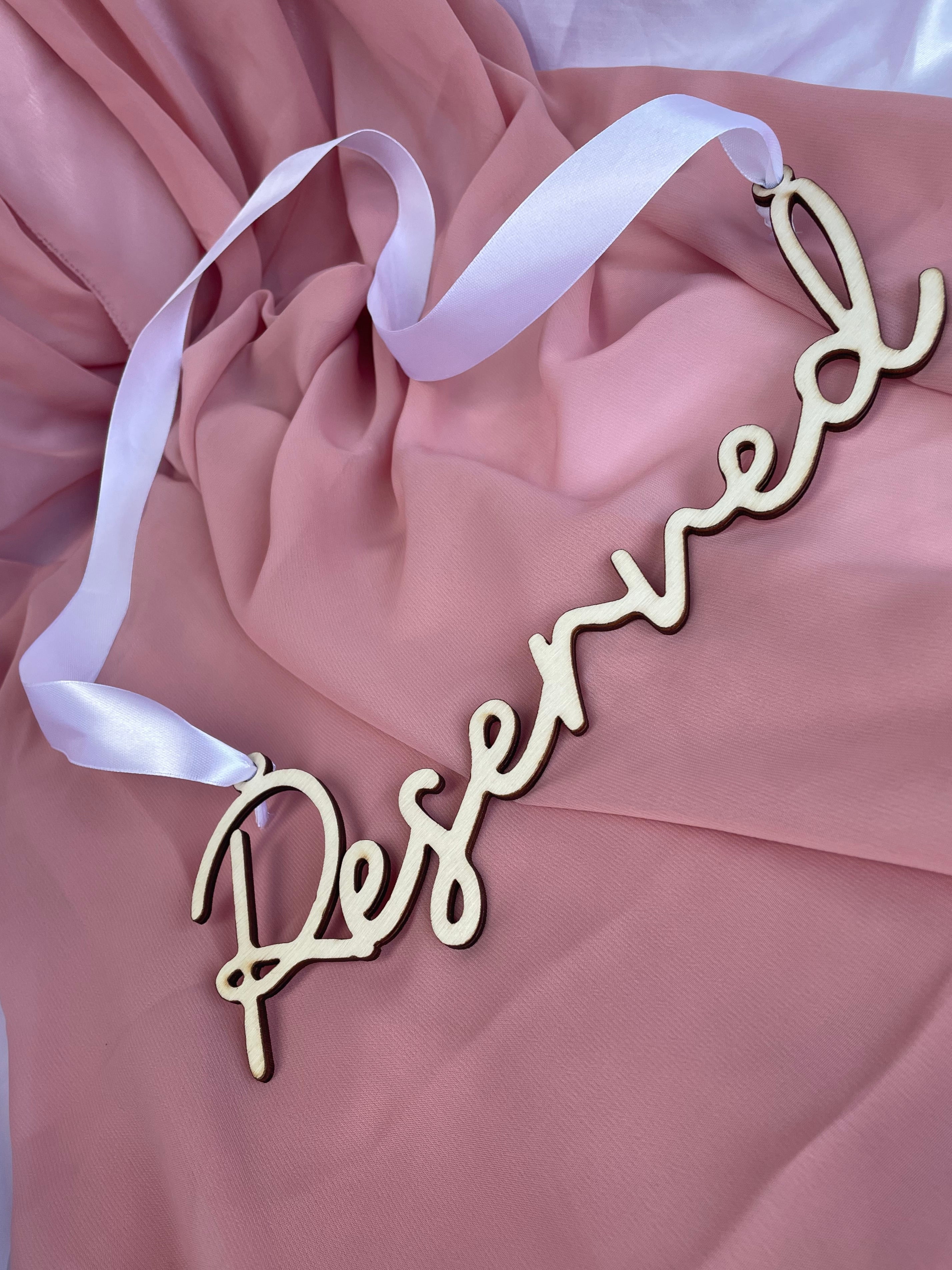 Wooden Wedding Reserved Sign with white Satin Ribbon