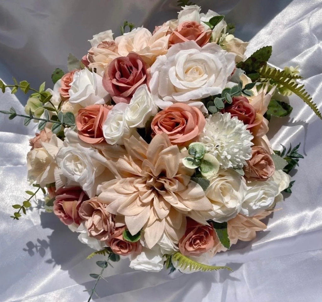 White / Champagne / beige tones artificial wedding floral display