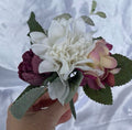 Purple & White Artificial Peony Dahlia and Hydrangea Pew End Posey