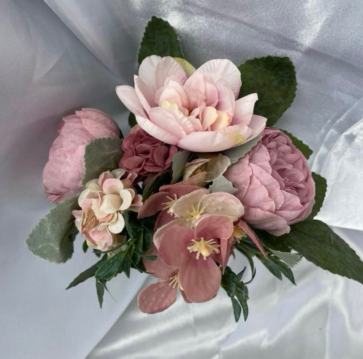 Blush pink artificial floral Pew End / posey wedding venue decor / ceremony