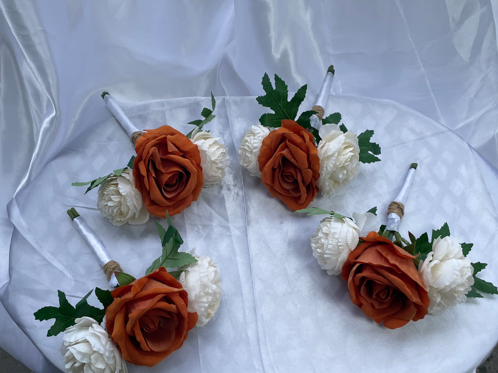 Burnt Orange Rose Pew End / Posey