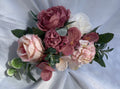 Blush Rose and white artificial pew end