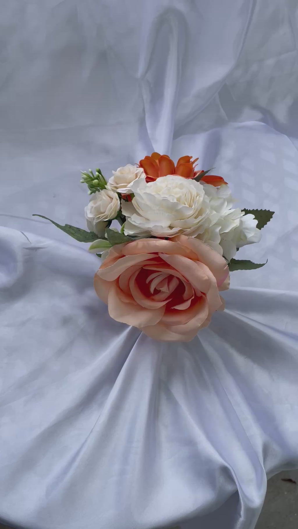 Peach And White Tones 6 inch small bridal posey bouquet